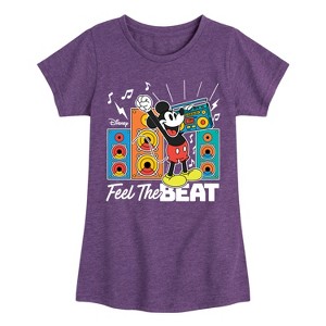 Girls' - Disney - Mickey Feel The Beat Fitted Short Sleeve Graphic T-Shirt - 1 of 4