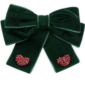 INSPIRE CHIC Women's Heart Shaped Decoration Bow Cute Elegant Preppy Brooch Pin Bow Tie - 1 of 4