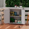 Coolbibila Potting Bench with Storage Cabinet and Metal Table Top, Storage Sheds with all Weather-resistant, storage sheds outdoor - 3 of 4