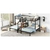 Okak Twin over Twin-Twin Triple Loft Bunk Bed with Storage Shelves Staircase Metal Frame Bed with Safety Full-Length Guardrail for Teens Kids, Black - 3 of 4