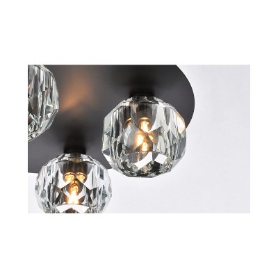 Modern Black Iron Ceiling Lamp with Clear Crystal Shades