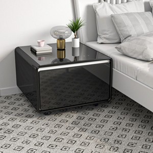 Modern Smart Side Table with Built-in Fridge,Wireless Charging,Temperature Control,USB Ports,and Induction Light – The Pop Home - 1 of 4