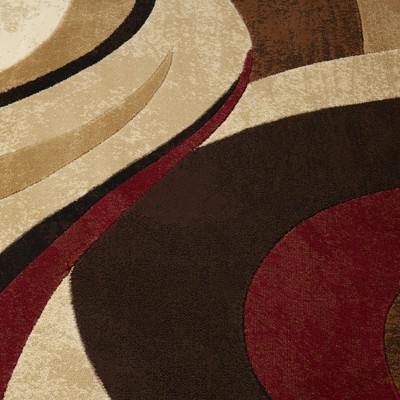 Tribeca Slade Brown and Red Abstract Runner Rug