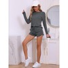 cheibear Women's Long Sleeve Top and Elastic Waistband Shorts with Pockets Pajamas Set - 2 of 4