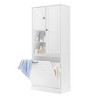 Sapphtopaz Modern Tall Bathroom Cabinet with Flip-Out Basket & Enclosed Cabinets Large Storage Cabinet with Adjustable Shelves for Living Room - 3 of 4