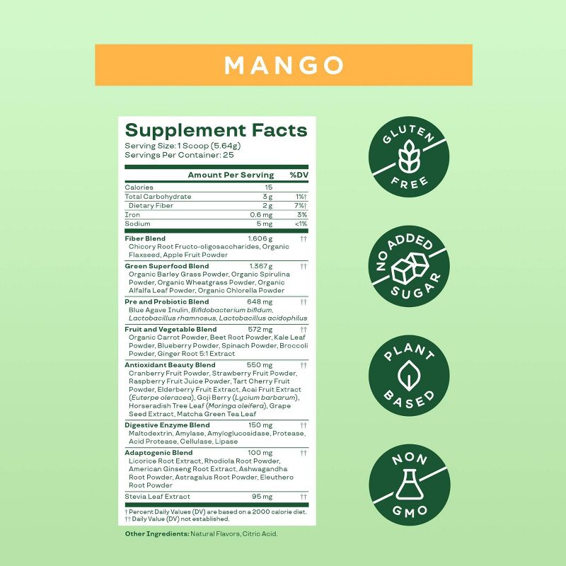 BLOOM NUTRITION Greens and Superfoods Powder - Mango , 5 of 11