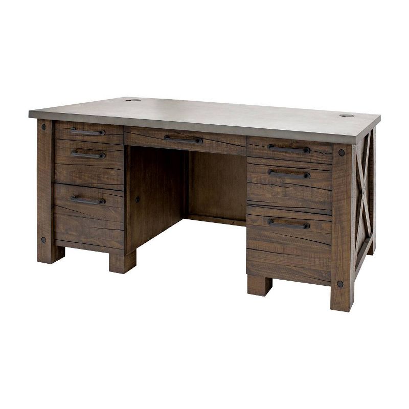68&#34; Jasper Double Pedestal Desk Brown - Martin Furniture, 3 of 12