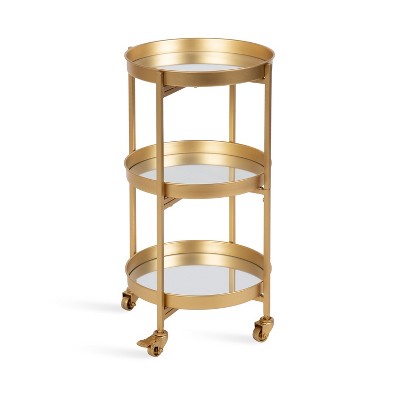 Kate And Laurel Celia Round Metal Bar Cart, 15.25x15.25x28.25, Gold ...