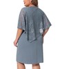 Agnes Orinda Women's Plus Size Lace Overlay Cape with Sleeveless Party Pencil Bodycon Dress - 4 of 4