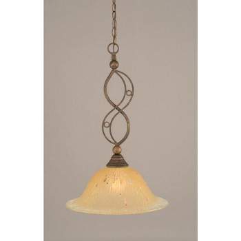 Toltec Lighting Jazz 1 - Light Pendant in  Bronze with 17" Amber Crystal Shade