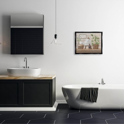 Stupell Industries Comforting Bathroom Spa Still Life Framed Floater Canvas Wall Art, 17 x 21
