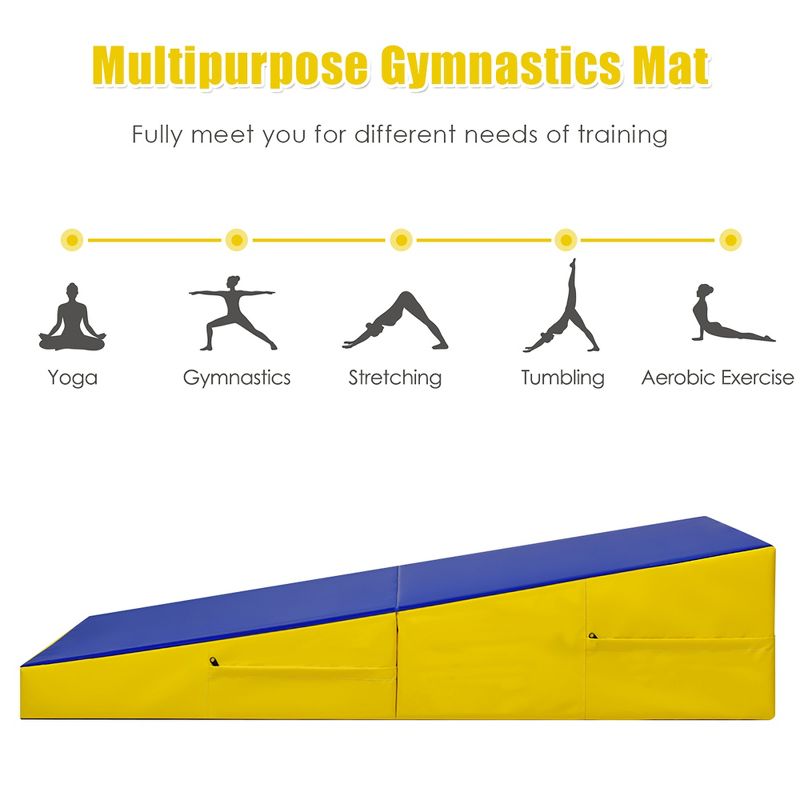 Costway Incline Gymnastics Exercise Mat Folding Wedge Ramp Fitness Mat Tumbling Training, 4 of 11