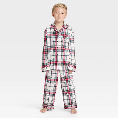 Kids' Holiday Plaid Flannel Matching Family Pajama Set - Wondershop™ White 4