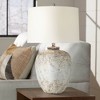 360 Lighting Astaire 27" Tall Urn Jar Farmhouse Rustic Table Lamp Weathered Vintage Finish Single White Shade Living Room Bedroom Bedside Nightstand - 2 of 4