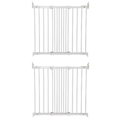 BabyDan FlexiFit Metal Adjustable 42 Inch Wall Mounted Baby Safety Gate, White (2 Pack)