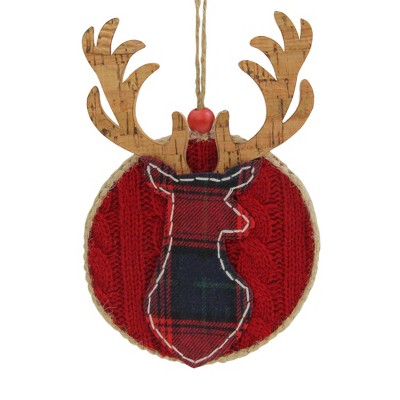 Northlight 6" Red and Brown Deer Head Silhouette Christmas Ornament