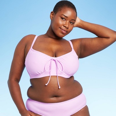 Juniors' Plus Size Shirred Underwire Bikini Top - Xhilaration™ Lavender 14W