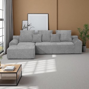 111" Chenille L-Shaped Modular Sectional Sofa with Adjustable Layout - 1 of 4