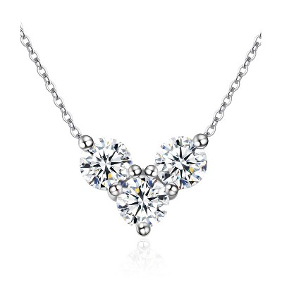 Molenia Moissanite Necklace for Women, 0.3/0.9 CTW Three-Stone Pendant D Color VVS1 18K Gold Plated 925 Silver Wife Mom Girlfriend Jewelry Gifts