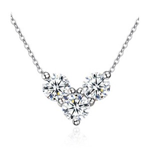 Molenia Moissanite Necklace for Women, 0.3/0.9 CTW Three-Stone Pendant D Color VVS1 18K Gold Plated 925 Silver Wife Mom Girlfriend Jewelry Gifts - 1 of 4
