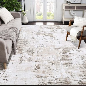 Modern Abstract Rug Machine Washable Printed Rug Soft Foldable Accent Rug for Living Room Bedroom - 1 of 4