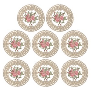Unique Bargains Polyester Floral Pattern Vintage Lace Absorbent Coasters - 1 of 4