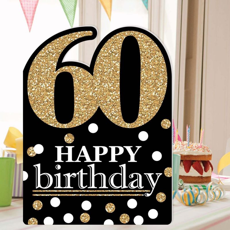 Big Dot of Happiness Adult 60th Birthday - Gold - Happy Birthday Giant Greeting Card - Big Shaped Jumborific Card, 2 of 8
