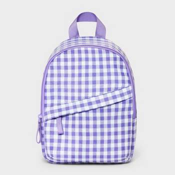 Girls' 11" Gingham Mini Backpack with Diagonal Zipper - Cat & Jack™ Purple