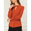 INSPIRE CHIC Women's Office Keyhole Elegant Stand Collar Long Sleeve Back Neck Button Blouse - 2 of 4