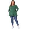 Agnes Orinda Women's Plus Size Ruffled Hem Crew Neck Long Sleeve Flowy Casual Tunic Tops with Pockets - 3 of 4