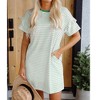 Amaryllis Women’s Relaxed Fit Striped Knit T-Shirt Dress with Cuffed Short Sleeves and Side Pockets - 2 of 4