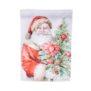 Evergreen Garden Flag Santa and Christmas Tree Suede Double Sided Indoor Outdoor Decor 18" x 12.5" - 1 of 1