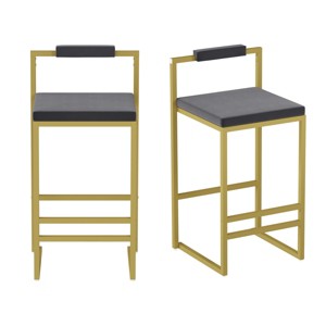 ChicFurnit Dining Chairs 2 PCS High Bar Stools Bar Chairs Metal Frame Dining Chairs for Counter, Kitchen Island, Gray, 16.53"*15.35"*31.69" - 1 of 4