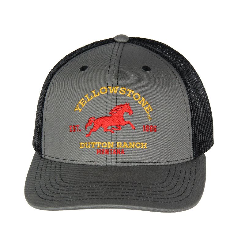 Yellowstone Adult Dutton Ranch Montana EST. 1886 Adjustable Snapback Hat OSFM Grey, 1 of 6