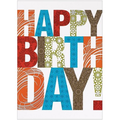 JAM Paper Blank Birthday Cards Set Happy Birthday Contemporary Theme 526M0426WB