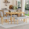 6 Piece Vintage Dining Table Set for 6, Farmhouse Dining Set with 4 Upholstered Dining Chairs & Bench, Natural Wood Wash/Gray - ModernLuxe - 2 of 4
