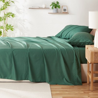 Hunter Green Queen Bamboo Rayon 4-Piece Sheet Set
