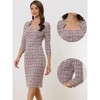 INSPIRE CHIC Women's Elegant Work 3/4 Sleeve Plaid Tweed Bodycon Dresses - 2 of 4
