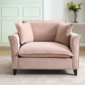 46.9"W Chenille Fabric Upholstered Oversized Accent Armchair, Comfy Single Sofa with Pillow - ModernLuxe - 1 of 4