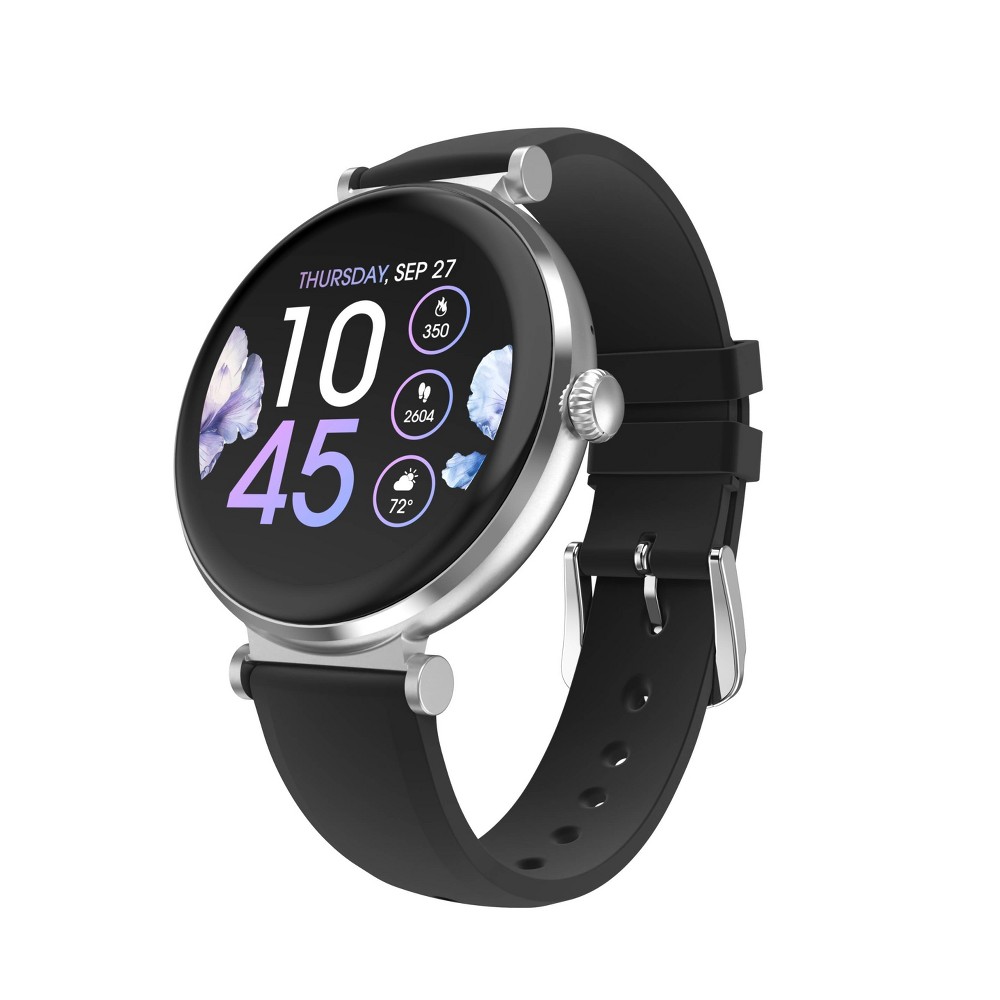 iTOUCH Bloom Smartwatch - Silver Case and Black Silicone Band