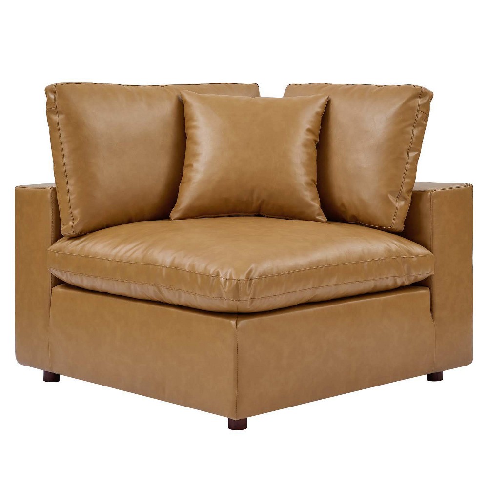 Photos - Garden Furniture Modway Commix Down Filled Overstuffed Vegan Leather Corner Chair Tan  