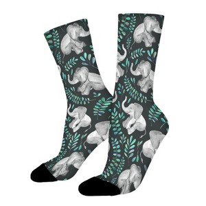 Baby Elephant Women Printed Crew Socks Funny Funky Socks Soft Polyester Novelty Gifts for Artists Men - 1 of 1
