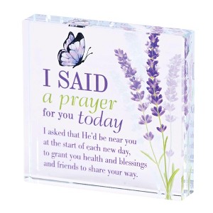 Dicksons I Said A Prayer For You Today, Purple 3 x 3 Inch Glass Tabletop Sign Plaque, - 1 of 2