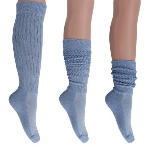 Women's Slouch Socks – Soft Cotton Scrunch Socks, Retro Knee-High Boot Socks for Casual Wear & Comfort (6 Pairs) - 1 of 1
