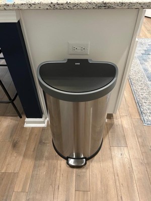 Eko 45l Aria Semi-round Stainless Steel Resin Lid Step Trash Can No Liner :  Target