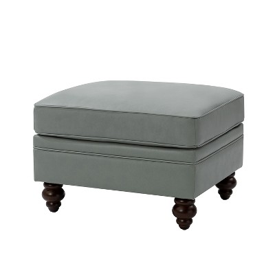Benito 26.5" Wide Contemporary Genuine Leather Ottoman for Living Room | ARTFUL LIVING DESIGN