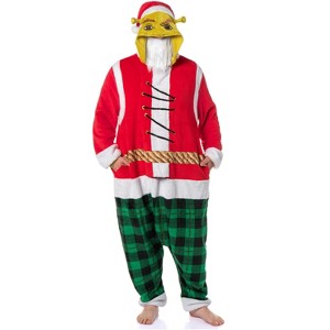 Shrek Santa Adult Unisex Hooded Kigurumi Costume Pajama Union Suit Shrek Santa - 1 of 4