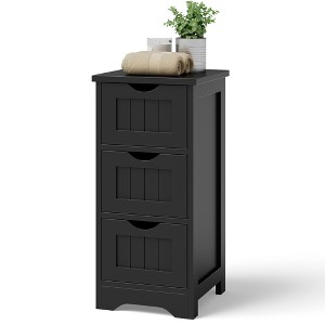 Costway Bathroom Floor Cabinet Freestanding Storage Organizer w/ 3 Drawers - 1 of 4
