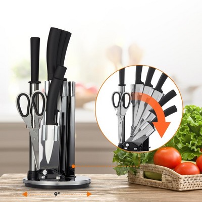 Cheer Collection 8 Piece Stainless Steel Kitchen Knife Set with Swivel Stand