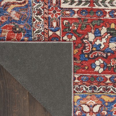 Red and Blue Persian Style Non-Slip 5' x 7' Rug